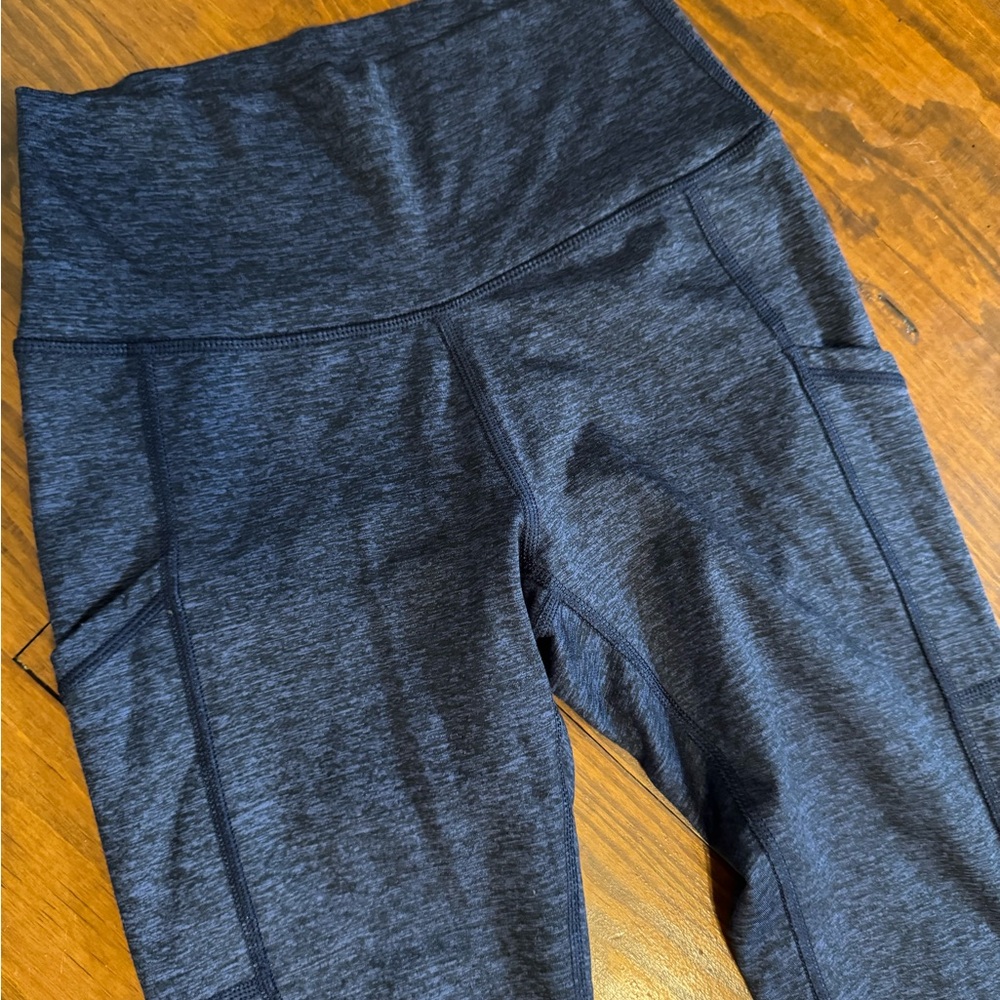 Aerie Heathered Navy Blue High-Waisted Leggings - EUC Warm M Medium Pockets